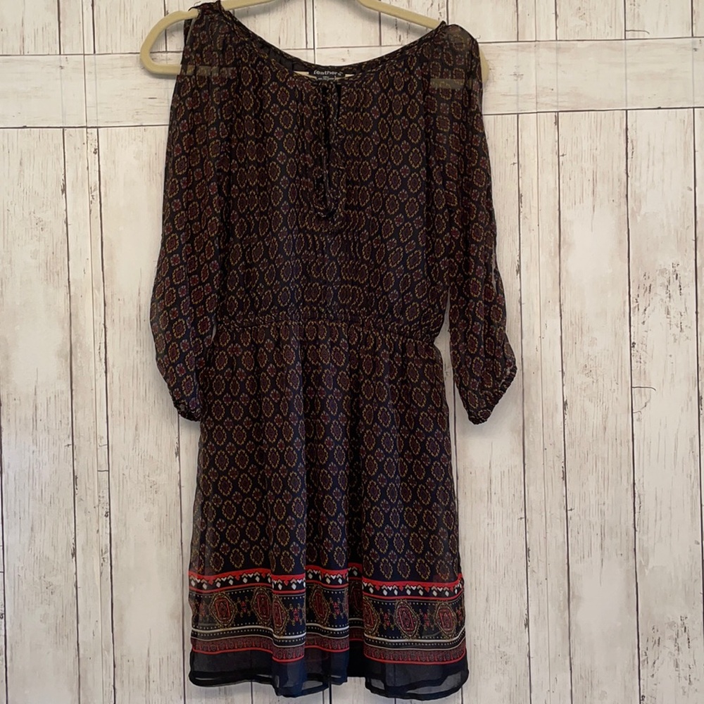 Feathers Open Sleeve Dress